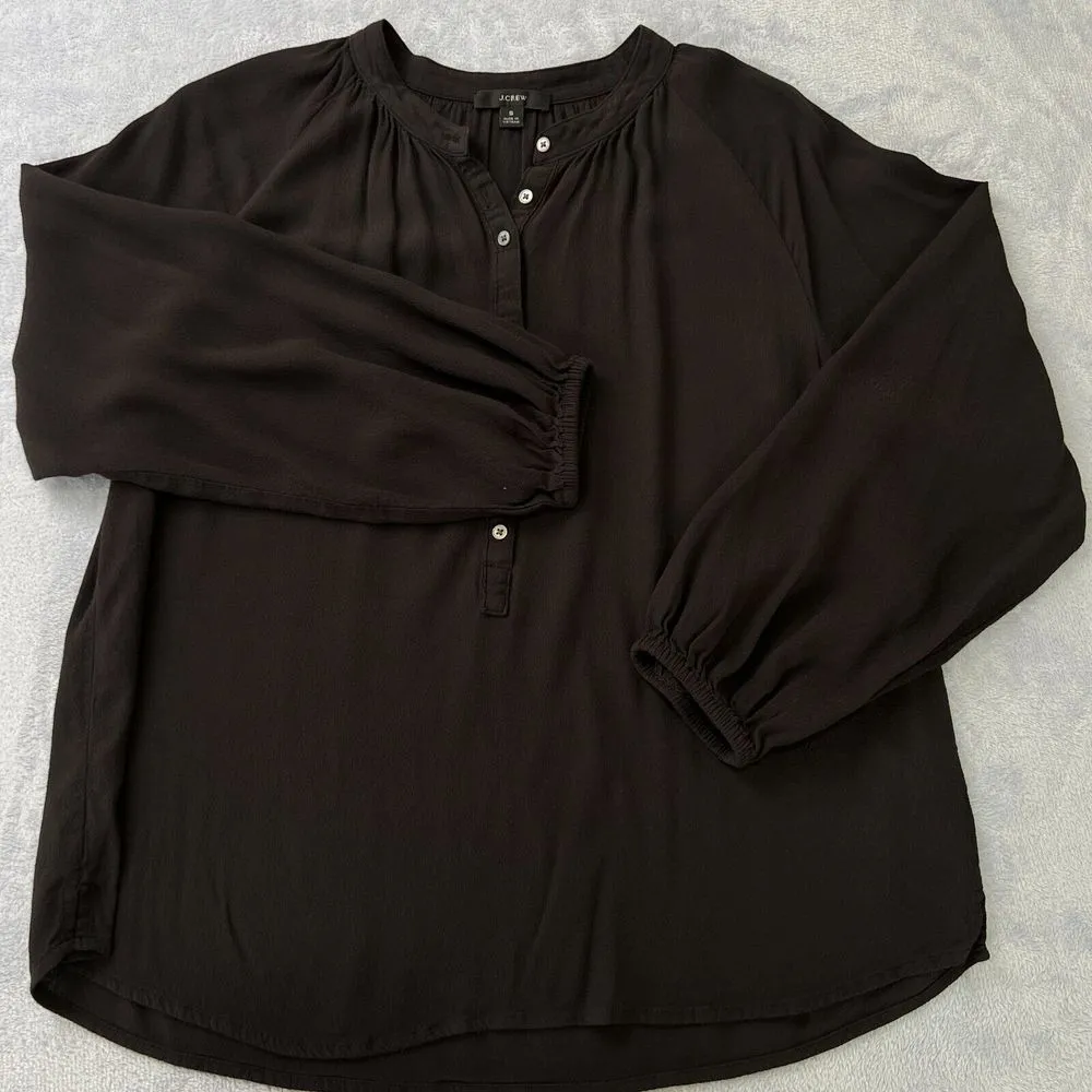 J Crew  V-Neck Button Blouse 3/4 Sleeve Women Size Small Preppy Business Classic - Image 4
