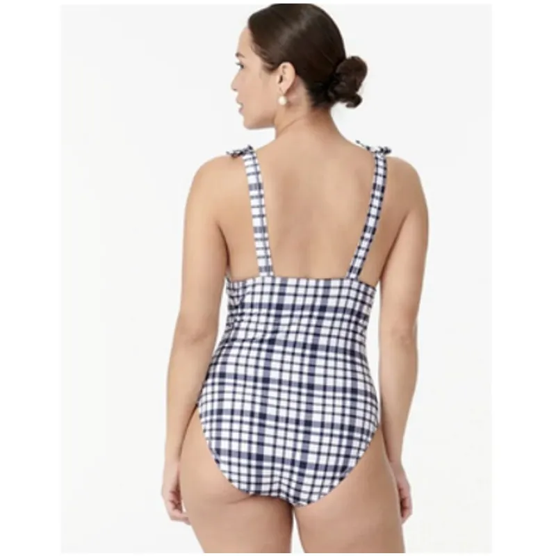NWT J. Crew One Piece Swimsuit in Marine Plaid - Image 2