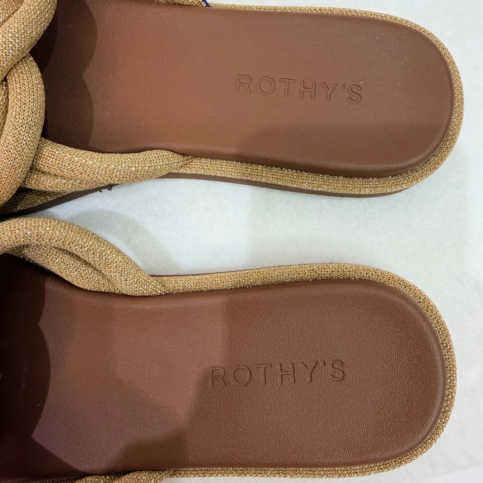 Rothys The Summer Sandal Golden Sun Bronze Metallic Slip On Braided Straps 9.5 - Image 6