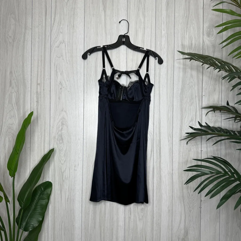 NWT Kiki De Montparnasse La Reve Lace Inset Silk Slip Dress size L Large Blue - Image 3