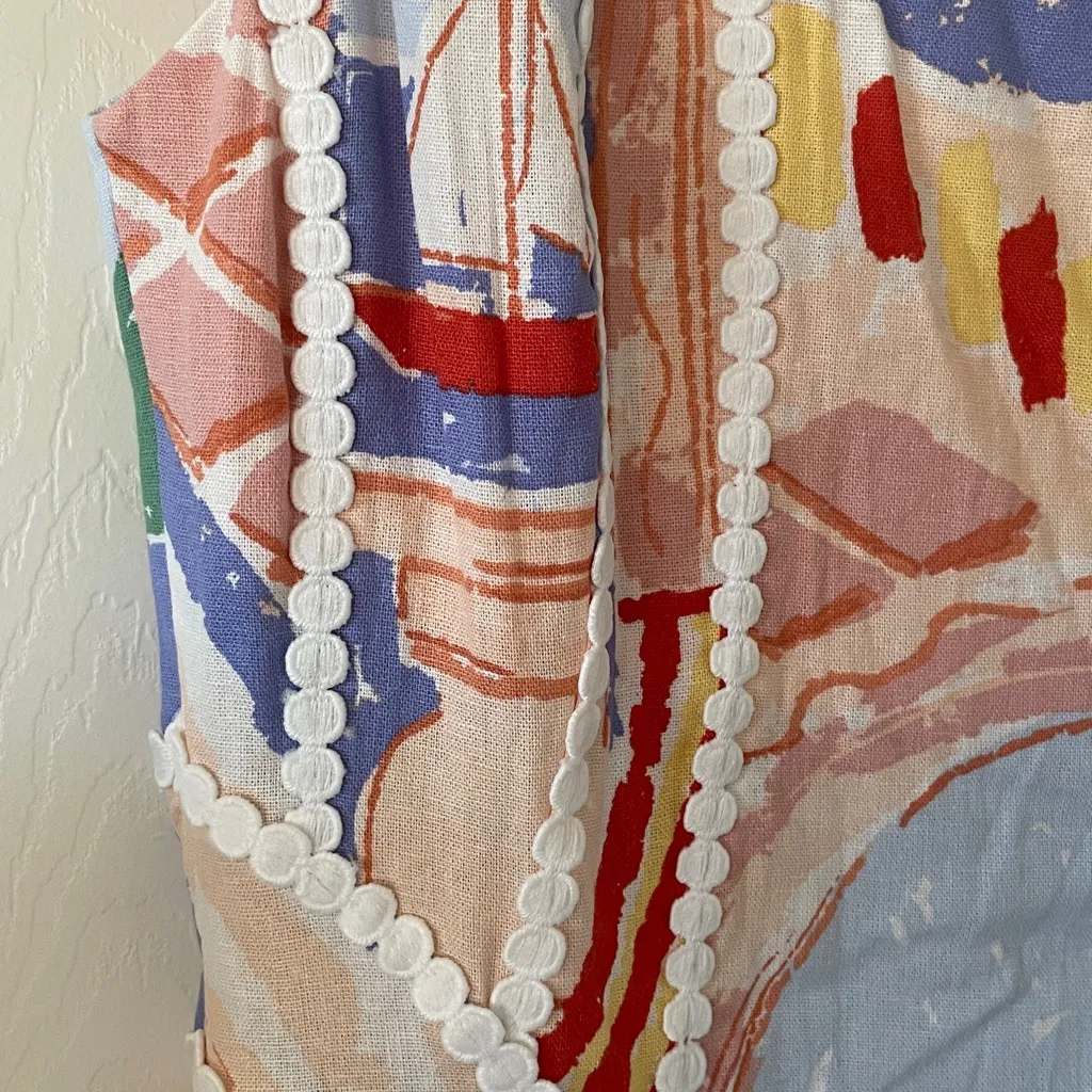 Christian Lacroix Linen Blend Midi Dress Costal Theme Vacation Size XS New - Image 3