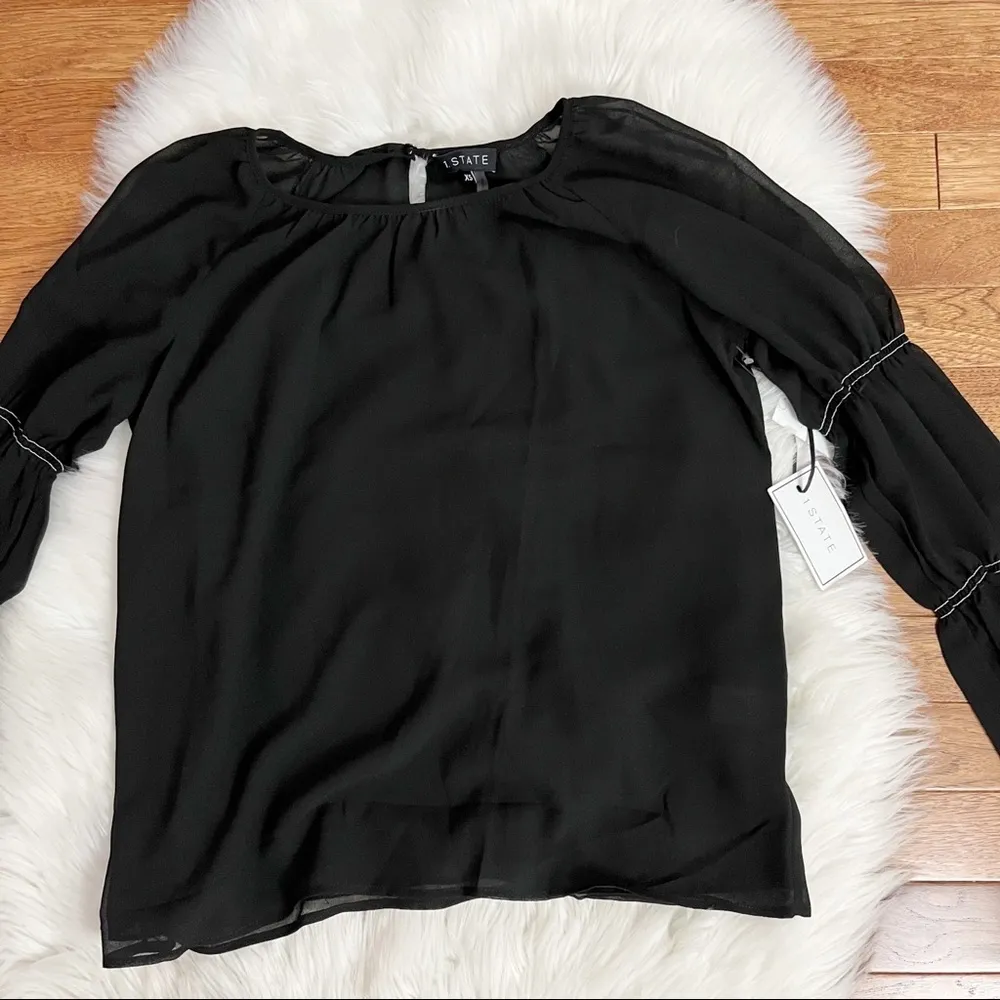 1. State Long Sleeve Blouse Black - Image 2