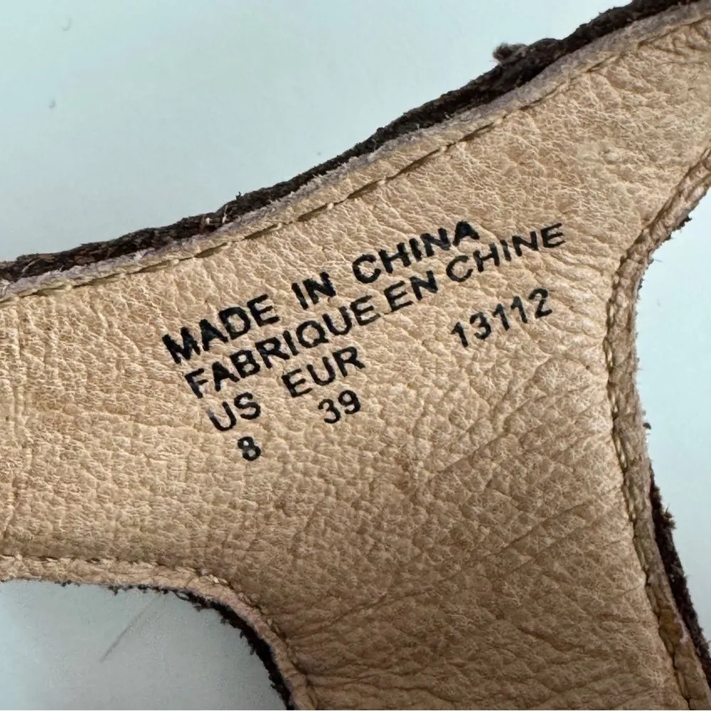 Taos Teezer Cork Sole Strappy Leather Block Heel Sandals Brown 8 Boho Hipster - Image 12