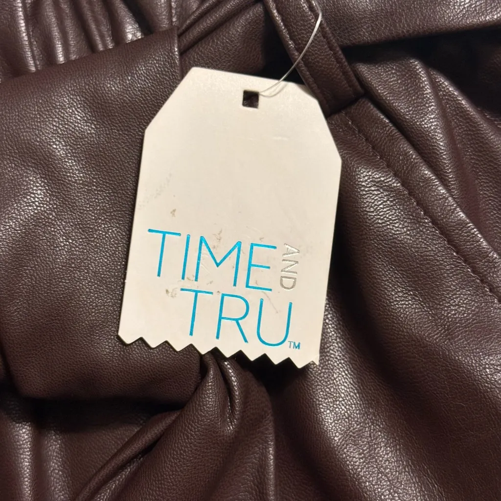 NWT Time and Tru Brown Brown Faux Leather Skirt M (8 - Image 12