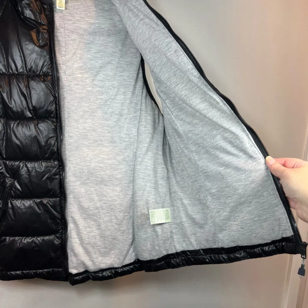 Tangerine Quilted Hooded Puffer Vest Black Lined Full Zip Outdoor Coat  Sz Large - Image 11