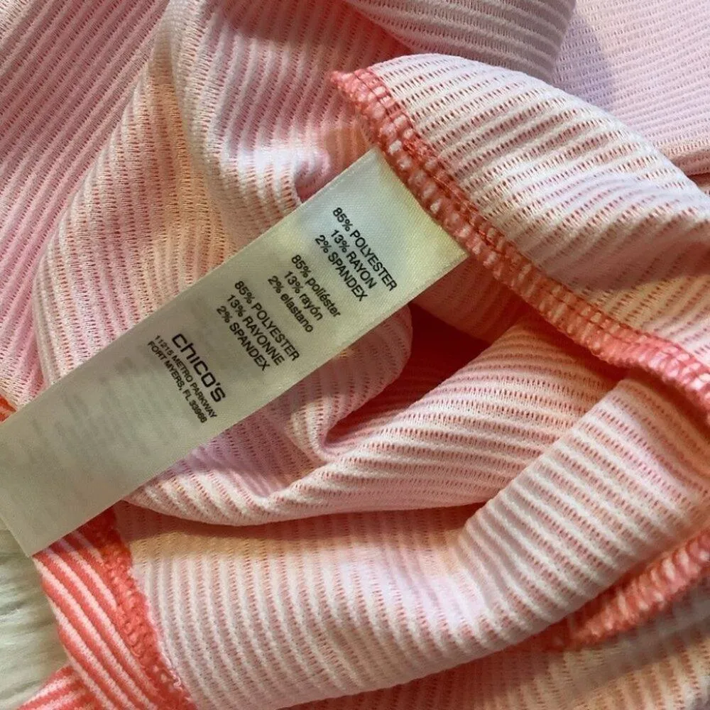 Chicos Size 3 Pink White Stripe Striped Ribbon Short Sleeve Comfy Cute Shirt - Image 8