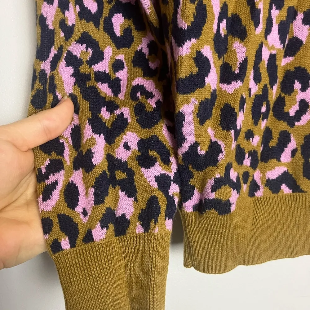 J. Crew Leopard Print Crewneck Sweater in Mod Leopard Bronzed Moss Pink Wool - Image 8