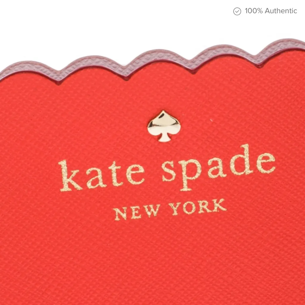 Kate Spade Coral and Pink Morris Lane Leather Card Holder with Scalloped Edge - Image 6