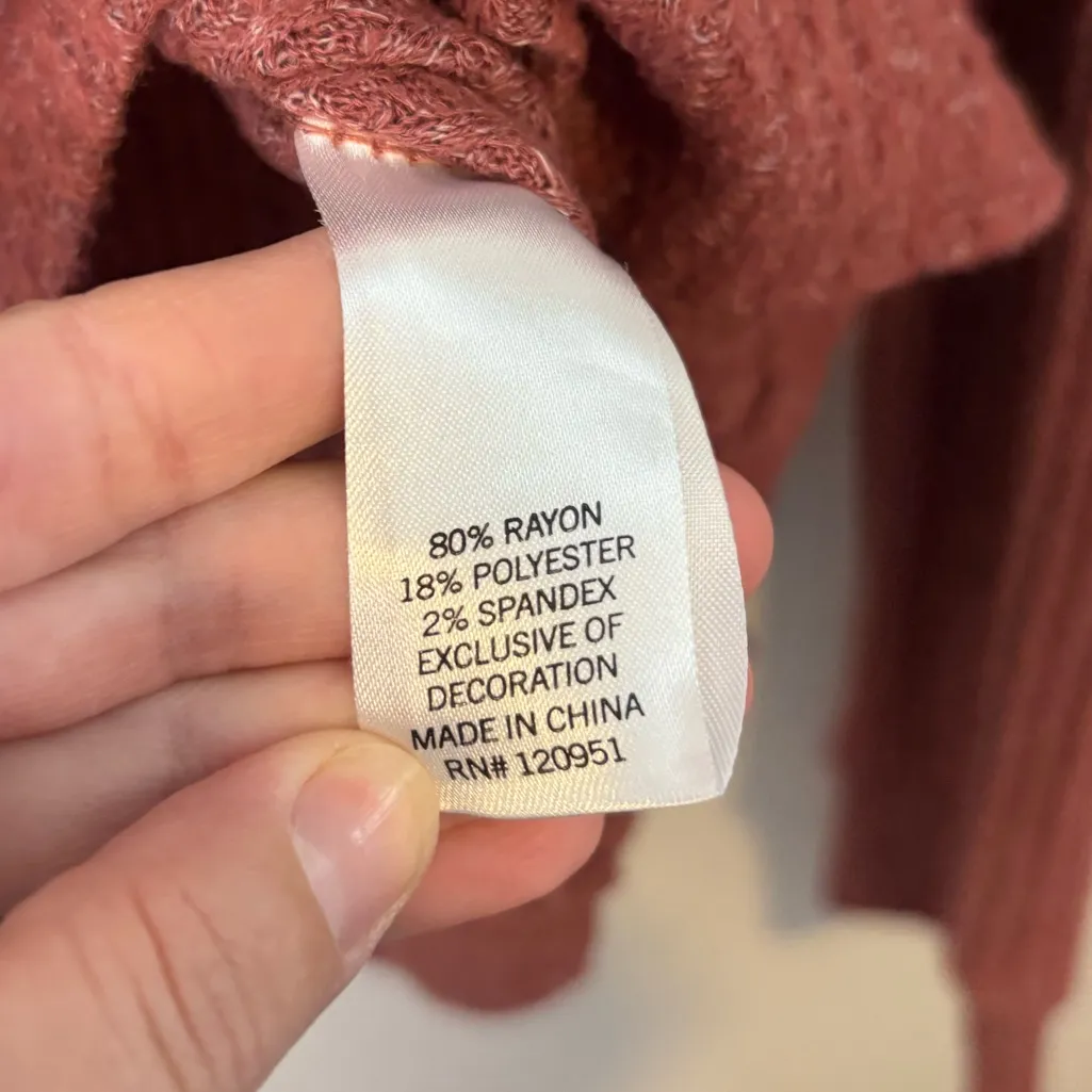 SO Dark Pink Waffle Knit Long Sleeve Top Size Small - Image 5