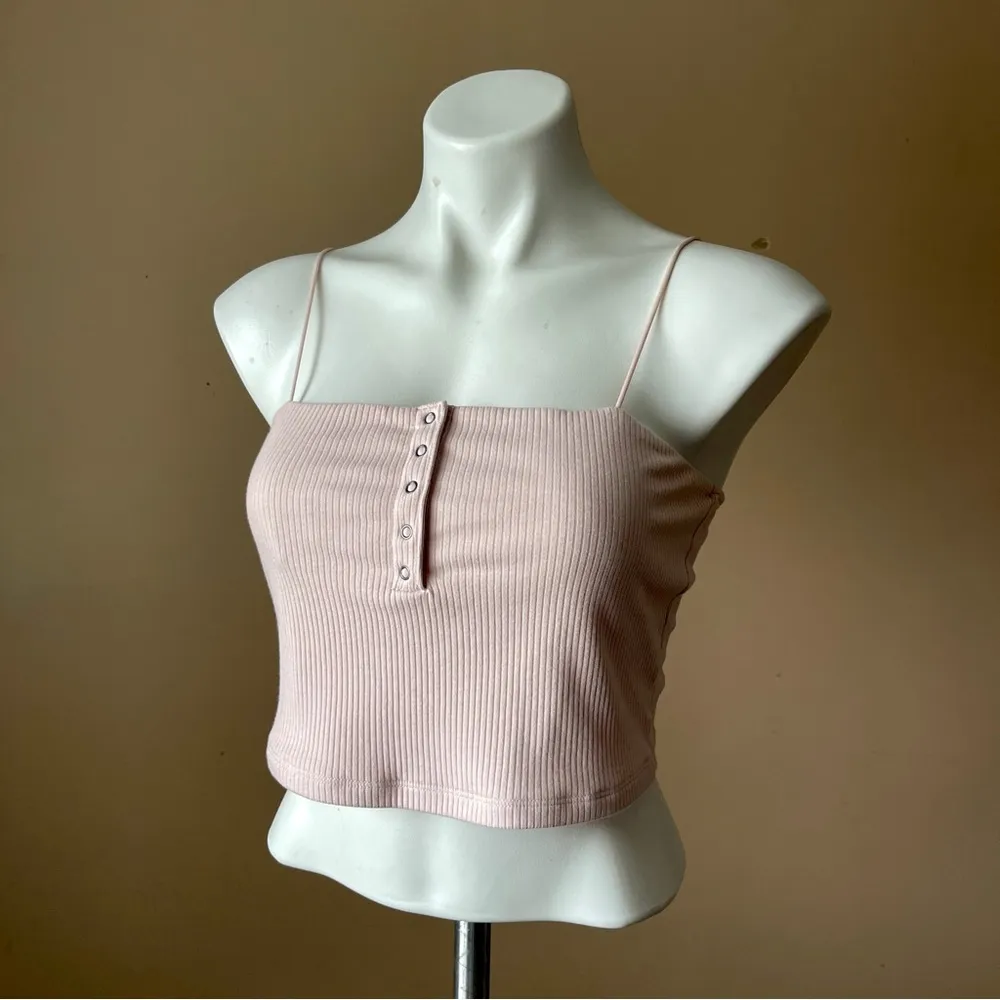 AEROPOSTALE | Pink Ribbed Seriously Soft Bungee Cami Crop Top Sz L - Image 2