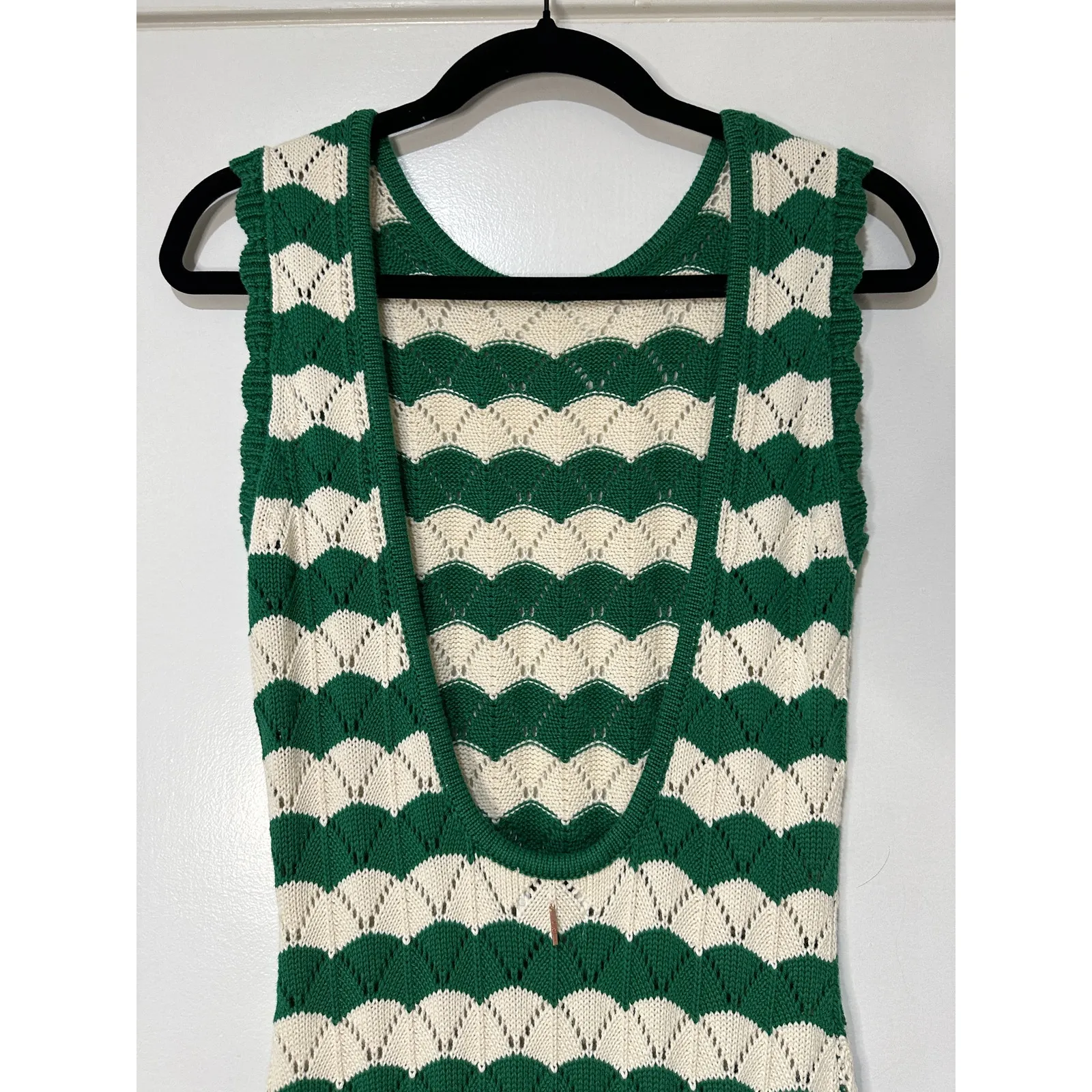 Misa Los Angeles Miss Rosalia Crochet Knit Maxi Dress Emerald Cream Small NWT - Image 10