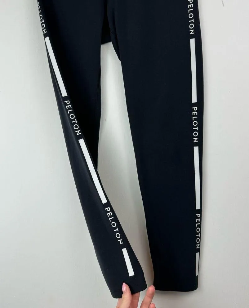 Peloton Here Now High Rise Leggings Sz Medium Logo Stamped Tape Side Black - Image 9