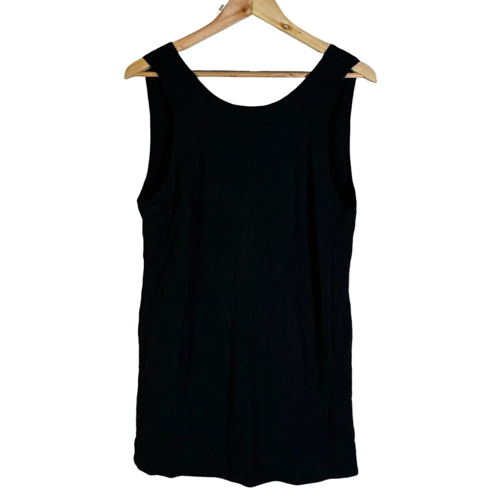 UEU Linen Blend Sleeveless Shift Dress Womens M Black Minimalist Work Classic Size M - Image 2