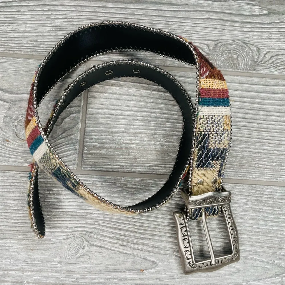 Vintage elite California silver buckle belt western style sm women’s accessories Red - Image 3