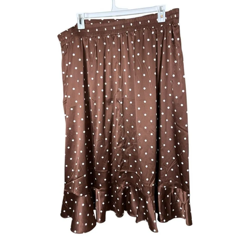 Torrid Brown Polka Dot High Low Ruffle Skirt Size 3X NWT - Image 4