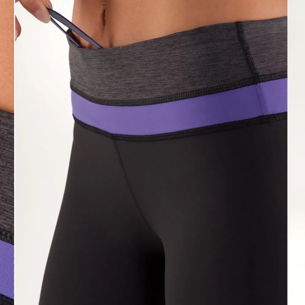 Lululemon Run Inspire Crop II in Persian Purple and Heathered Dark Black - Image 3