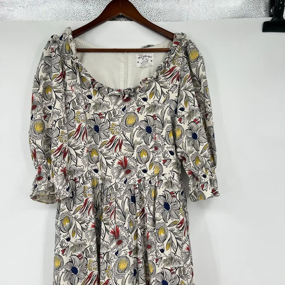 Anthropologie Meadows Syacmore Floral sketch print flower Dress cottagecore sz 8 - Image 6