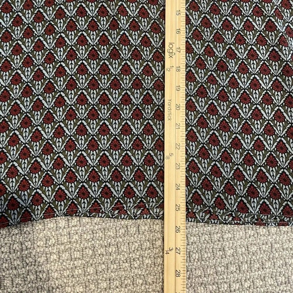 Loft Shirt  Womens L Tunic Boho Bell Sleeve Abstract Vneck Top Blouse Floral Red - Image 7