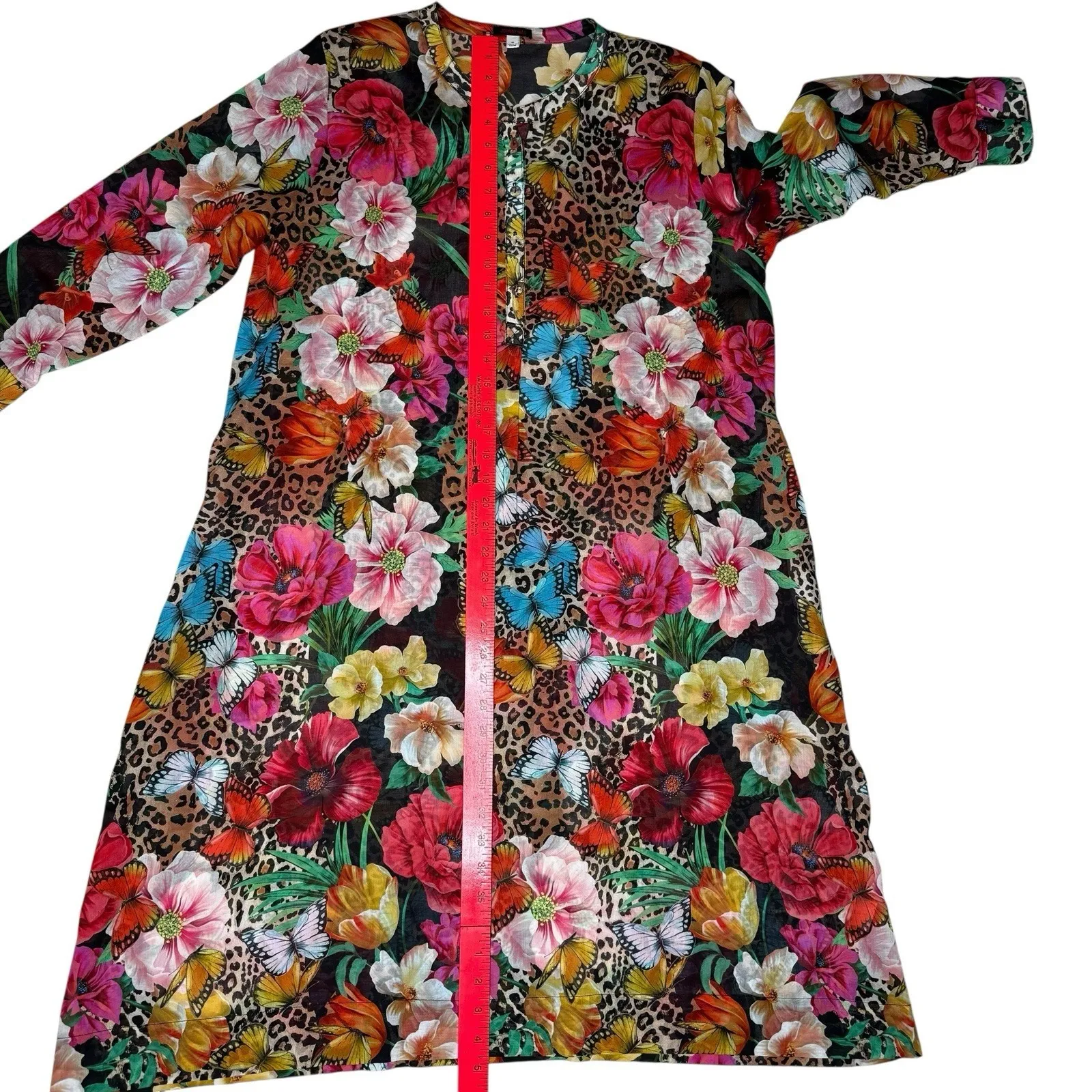 NWOT Johnny Was Sandra Seaside Dress‎ M Floral Butterfly Leopard Boho Pockets - Image 11