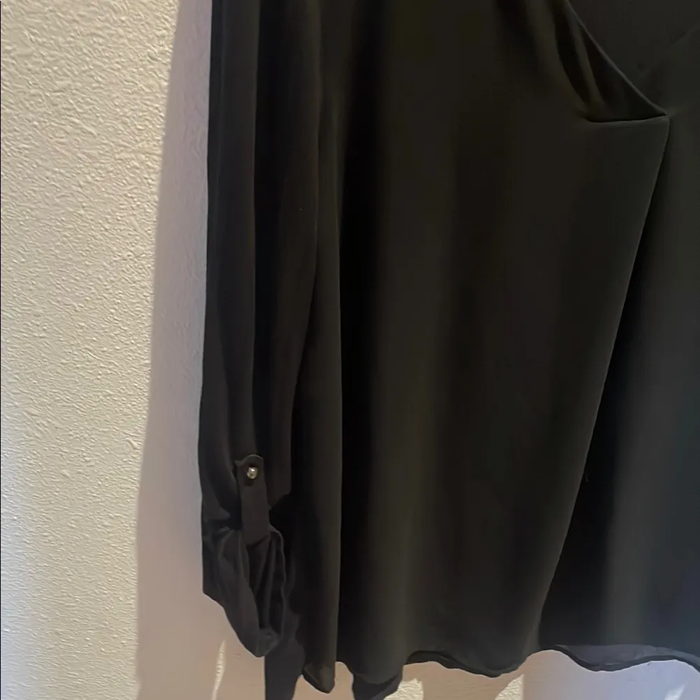 Christopher & Banks Black Blouse with Buttoned Sleeves - Image 3