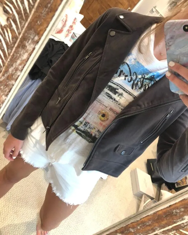 Material Girl Dark Gray Suede Jacket  - Image 2