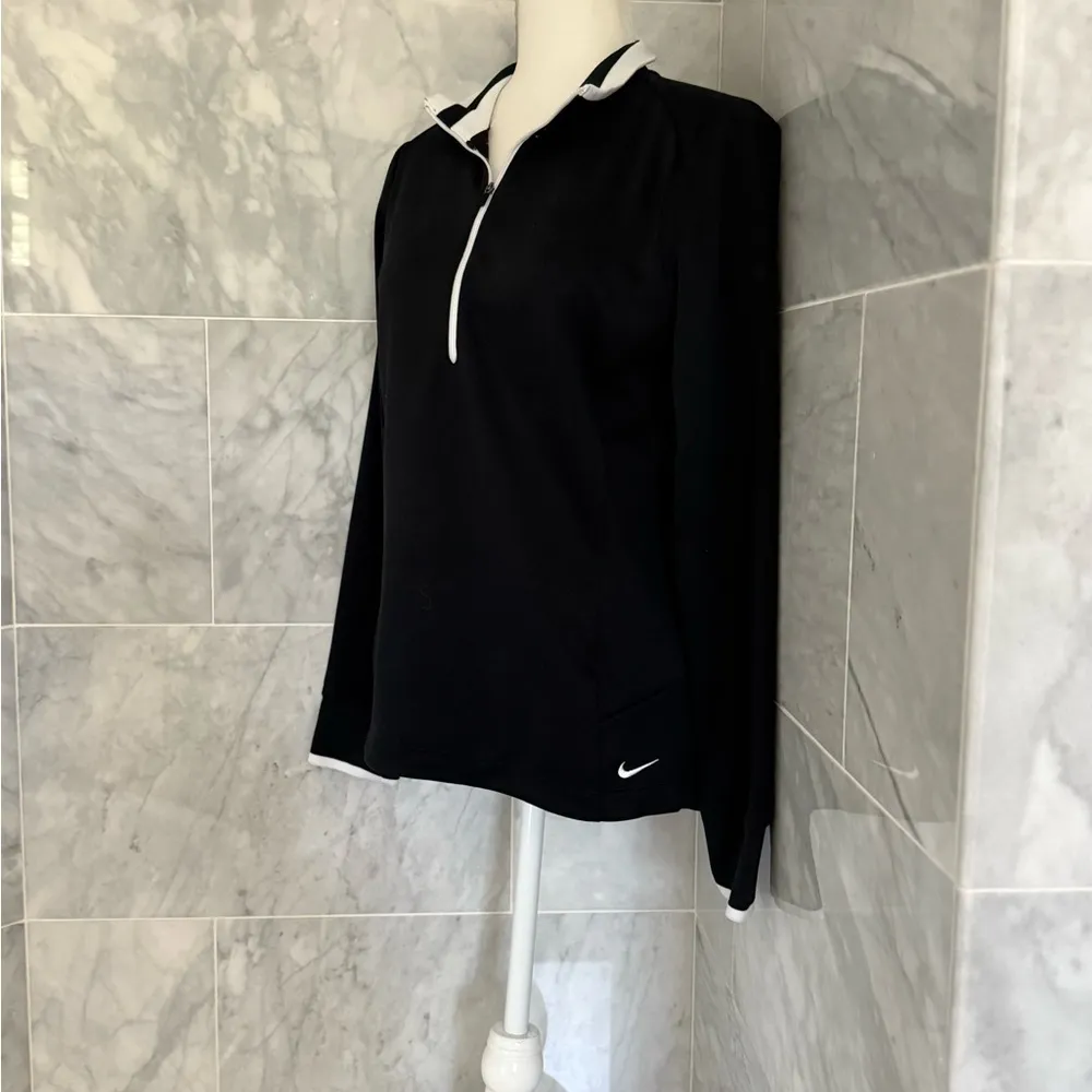 Nike  Ladies Dri-FIT 1/2-Zip Cover-Up - Black/White Golf Size Large - Image 4