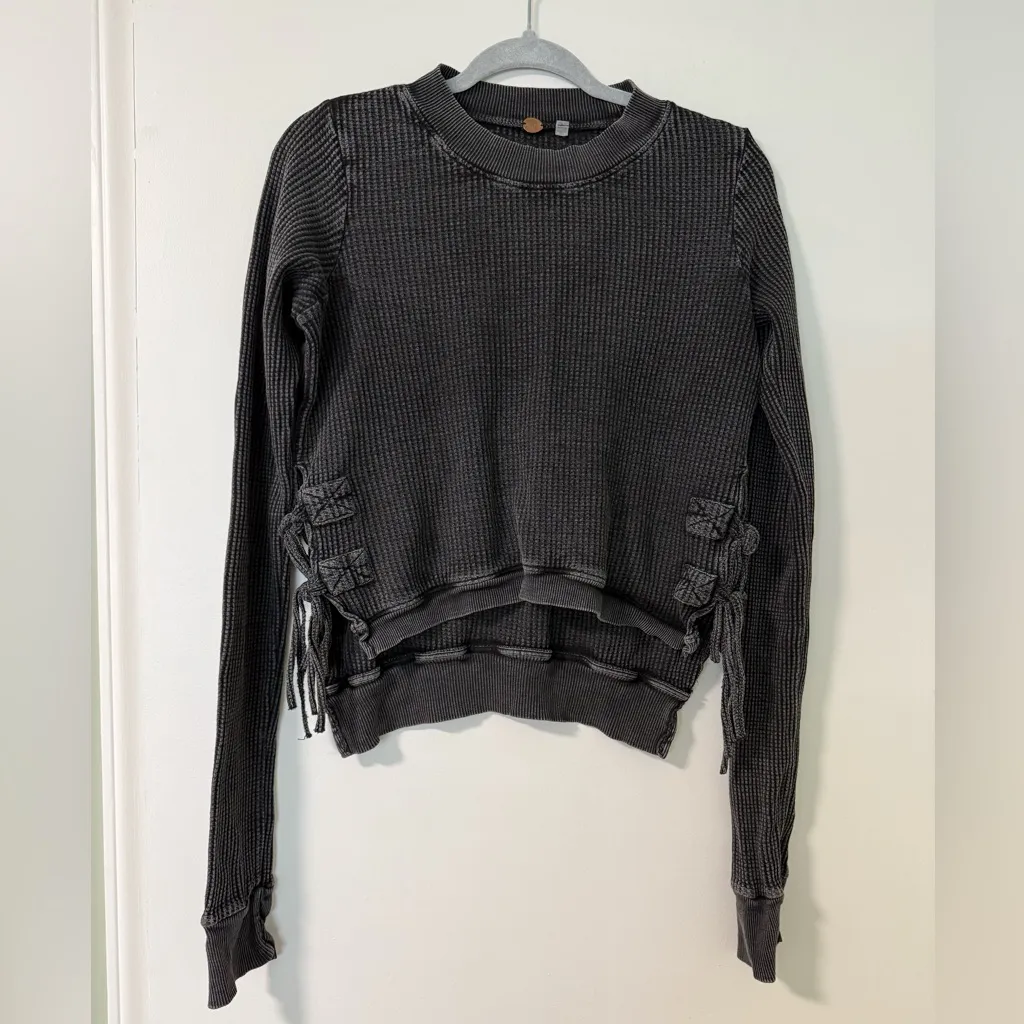 Free People FP One Interlaken Thermal Waffle Knit Cropped Top Size XS - Image 3