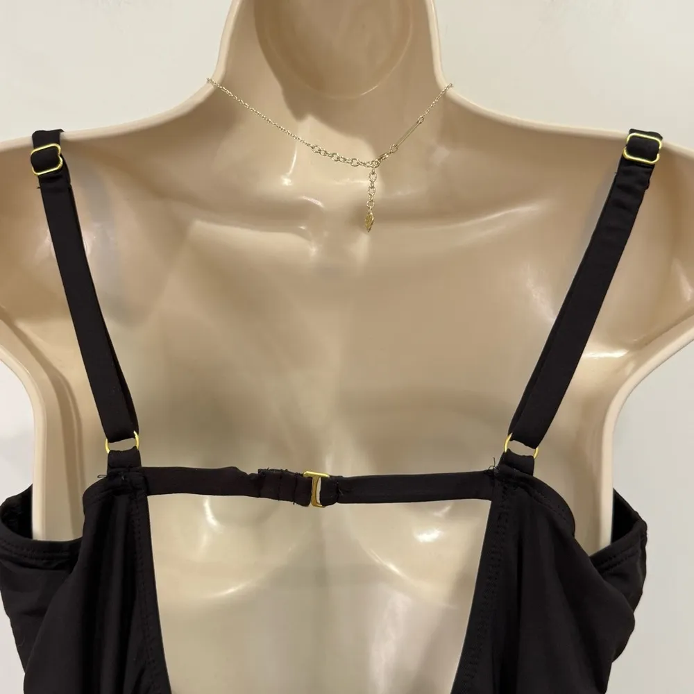 WeWoreWhat Danielle One Piece Swimsuit Belted High Leg Underwire Black Large - Image 8