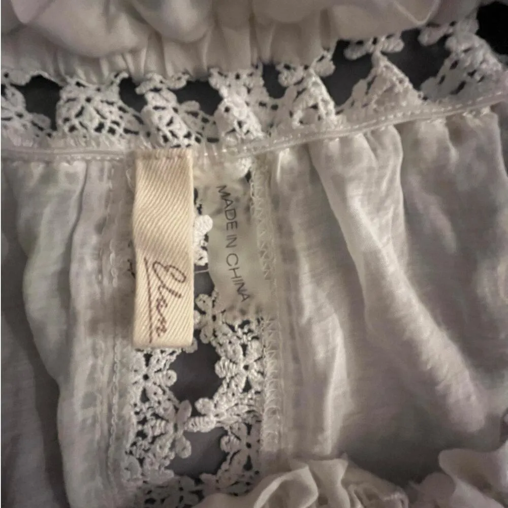 Elan Crochet Off or On The Shoulder Crop Top White coquette Cottage Core sz. XL - Image 5