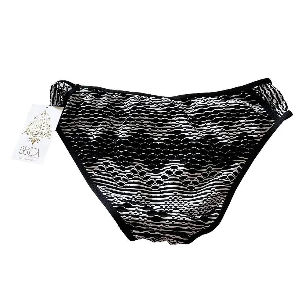 NEW Becca Reveal Crochet Hipster BIKINI BOTTOMS XS Black Women's Swim Wear NWT - Image 3