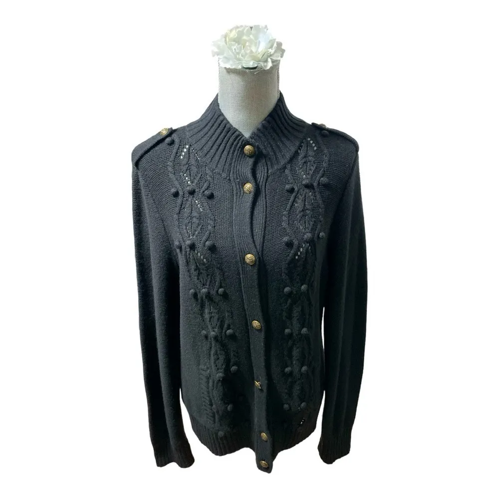 TALBOTS Cotton/ Cashmere Blend Button Front CARDIGAN SWEATER SZ Large - Image 3