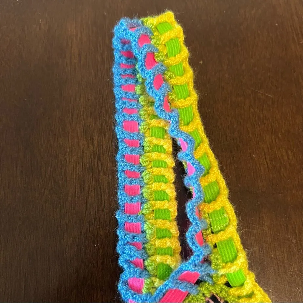 Ferrarini By PQ Rainbow Colorful Stripe Triangle Bikini Top One Size Black Size M - Image 6