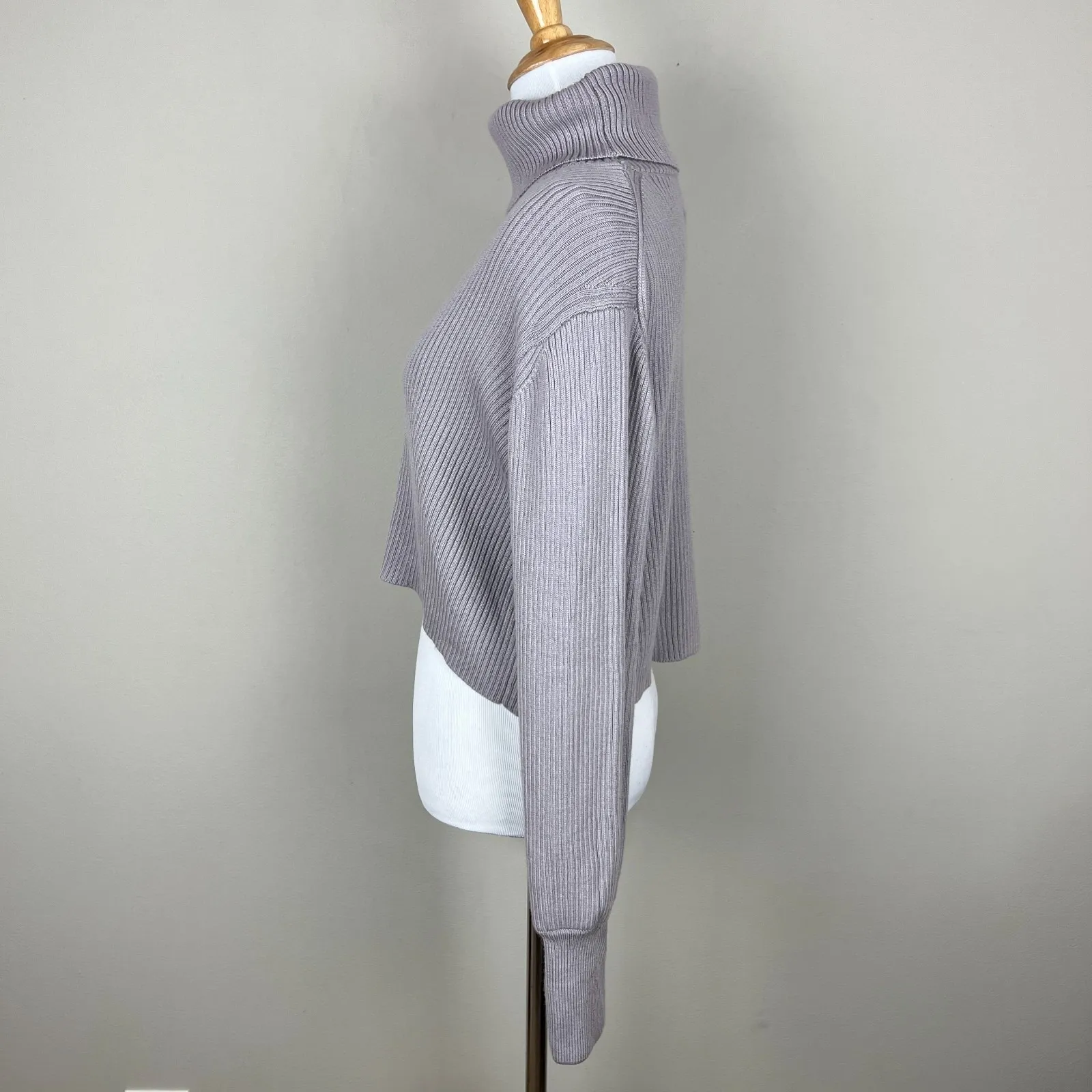 Wilfred Aritzia Sweater Small Cropped Turtleneck Merino Wool Ribbed Pullover‎ S - Image 8
