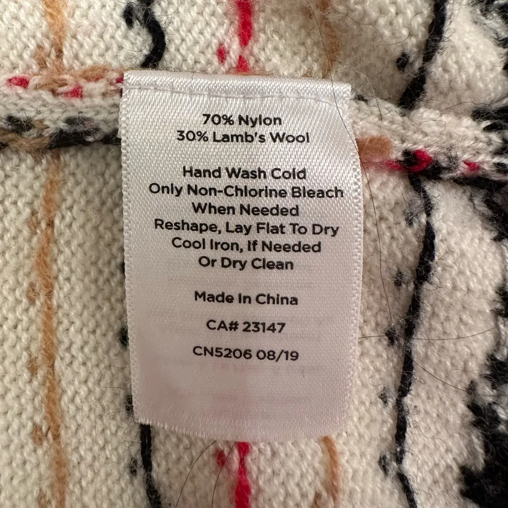 Talbots Diamond Fair Isle Cabincore Apres Ski Sweater Colorful Lambswool Size XS - Image 6