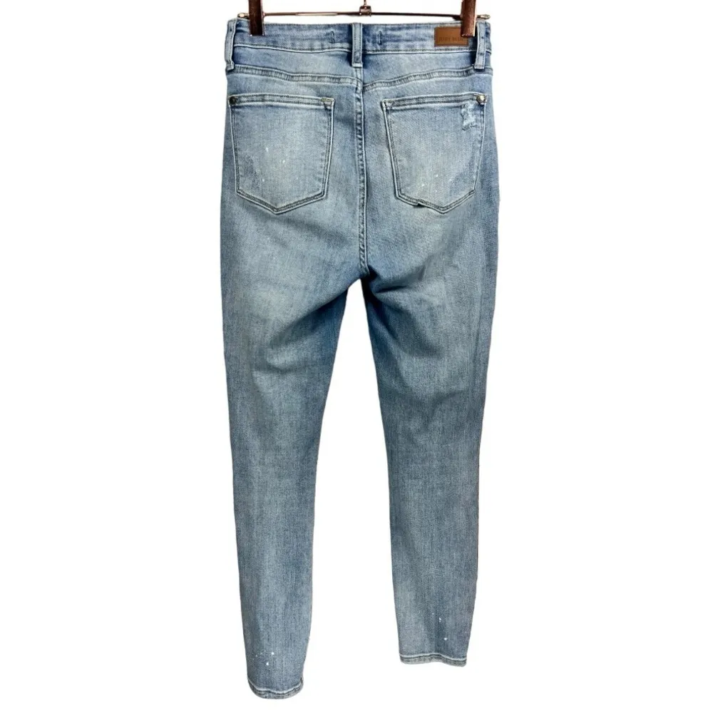 Judy Blue High‎ Rise Distressed Skinny Jeans Size 27 Denim Casual Stretchy Comfy - Image 3
