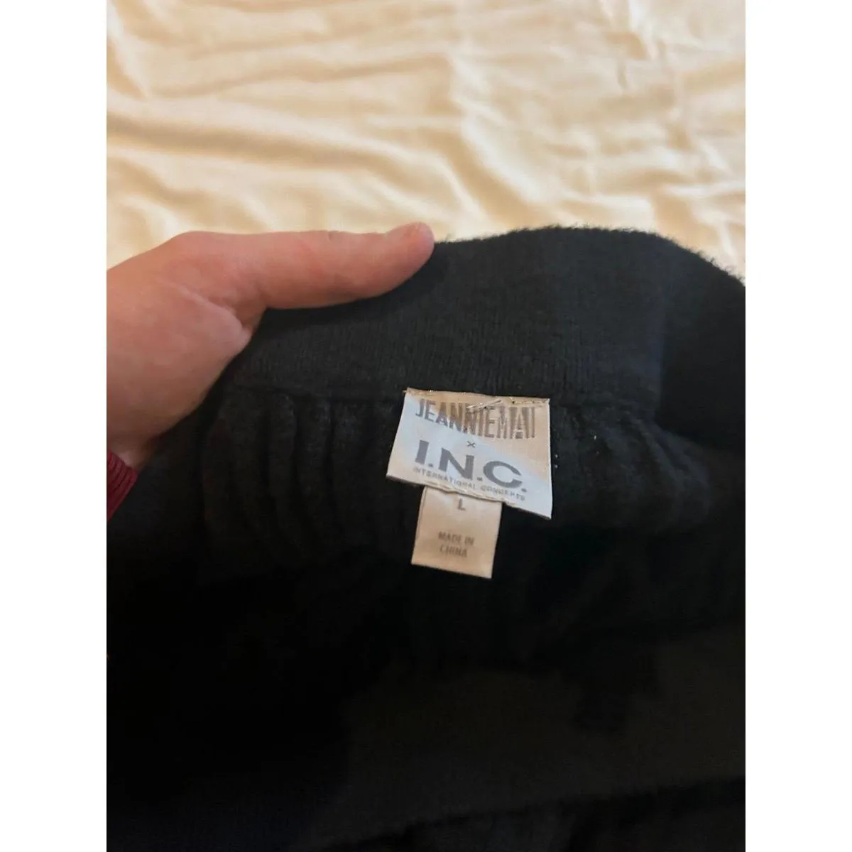 bc05 INC X Jeannie Mai Womens L Pants Black Ribbed Stretch Elastic Waist Size L - Image 3