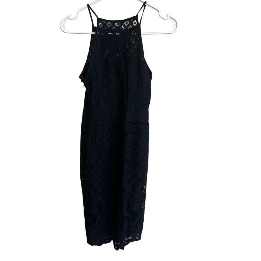 506. Express crochet black knee length high neck dress sz 4 - Image 6