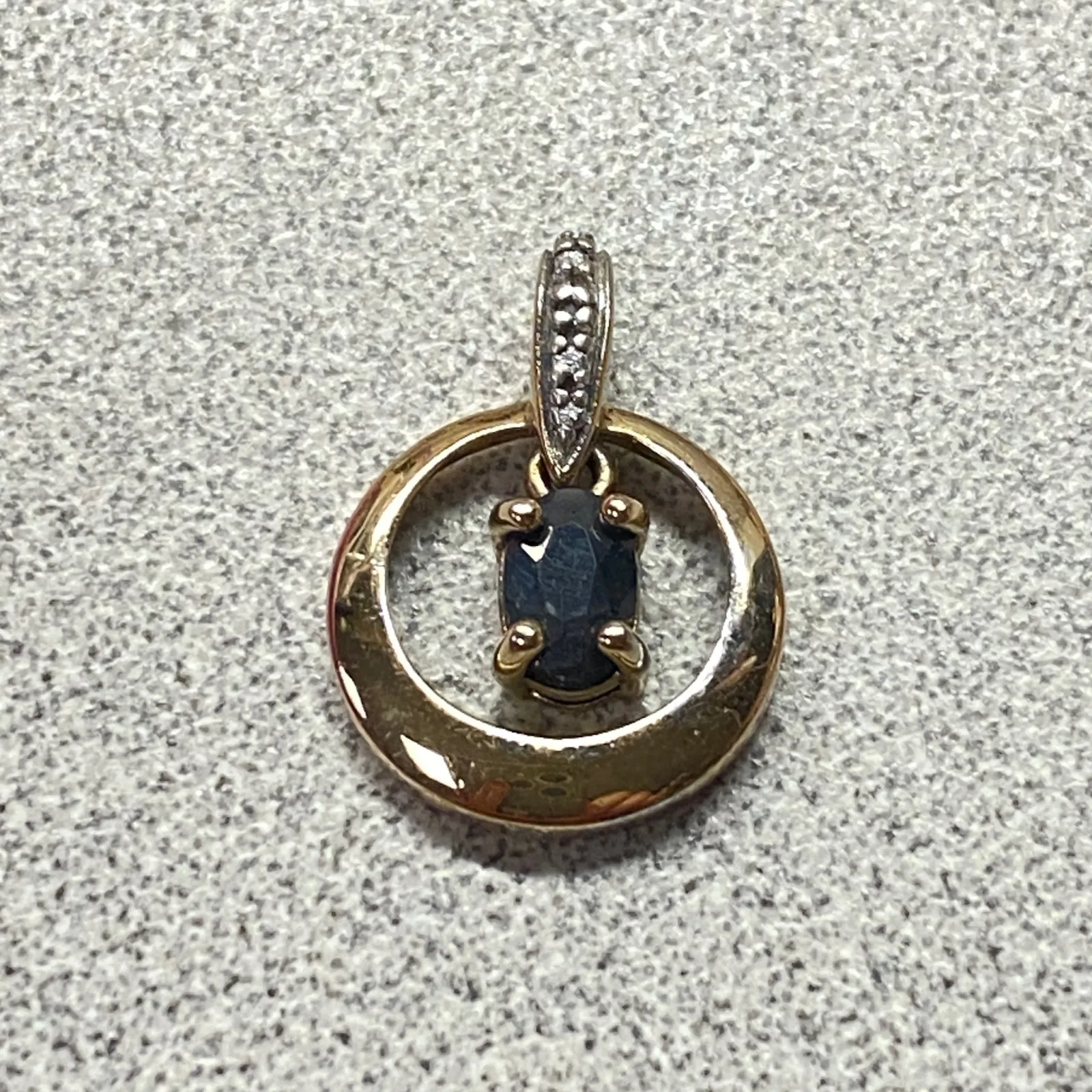 Gold Blue Sapphire Diamond Halo Circle Pendant Necklace Charm 925 Minimalist - Image 5