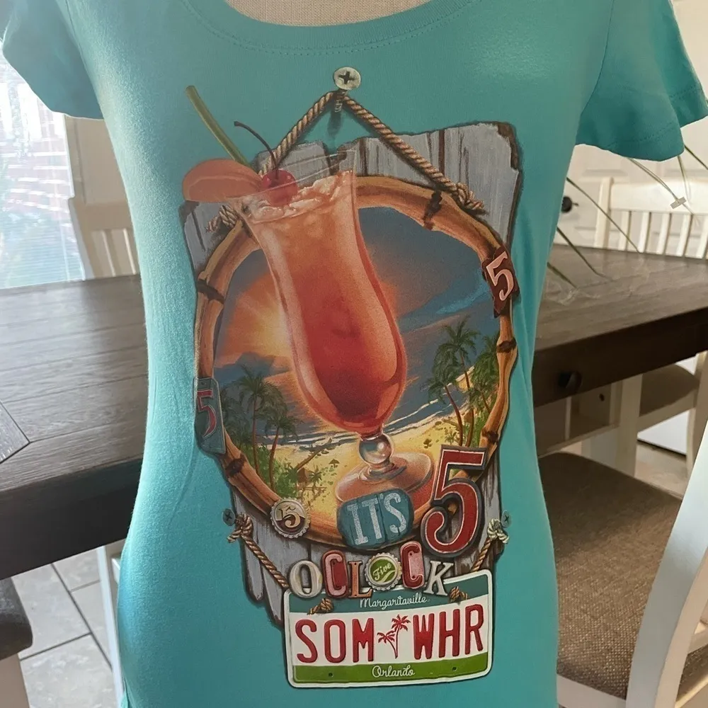 🍹 🦜 NWOT Margaritaville 5 o'clock Somewhere Tee Blue Size L - Image 3