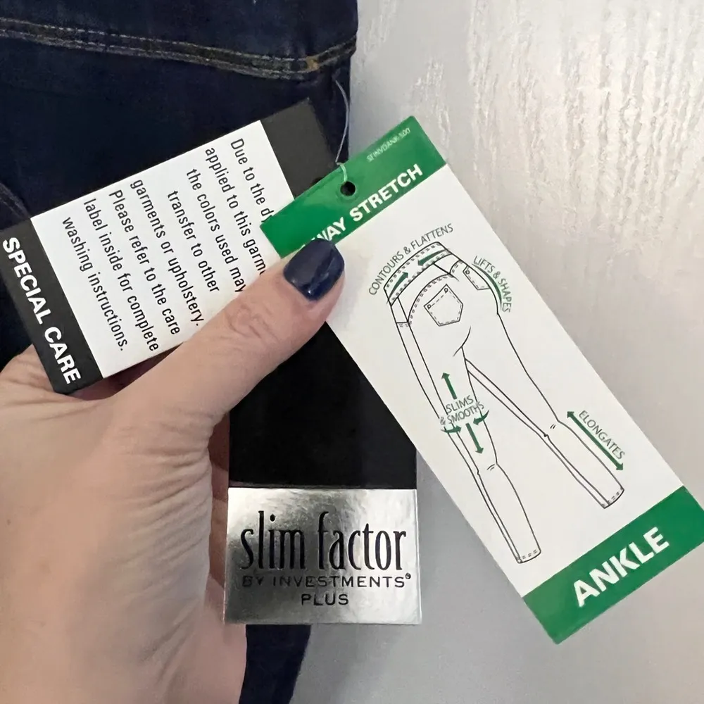 SLIM FACTOR BY INVESTMENTS 3X (22/24) Classic Waist Denim Ankle Jeans - Image 3