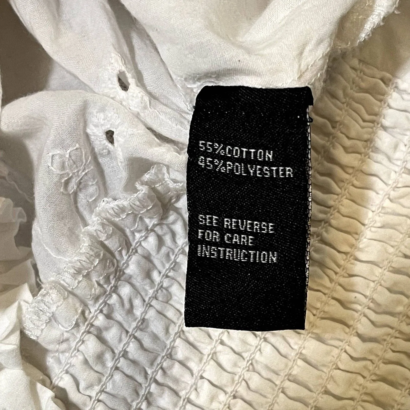 Cliche | White Eyelet Cropped Peasant Top | Small - Image 9