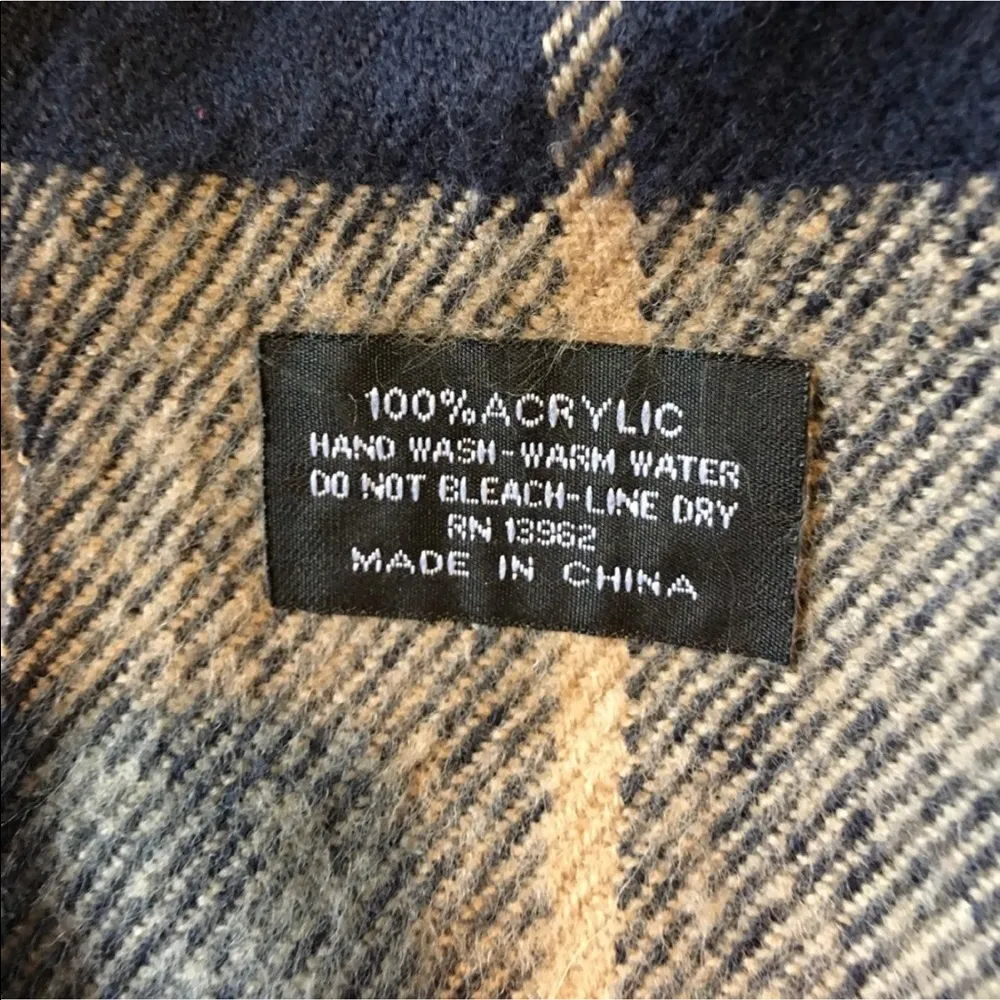 Soft Plaid Scarf with Fringe Long - Image 2