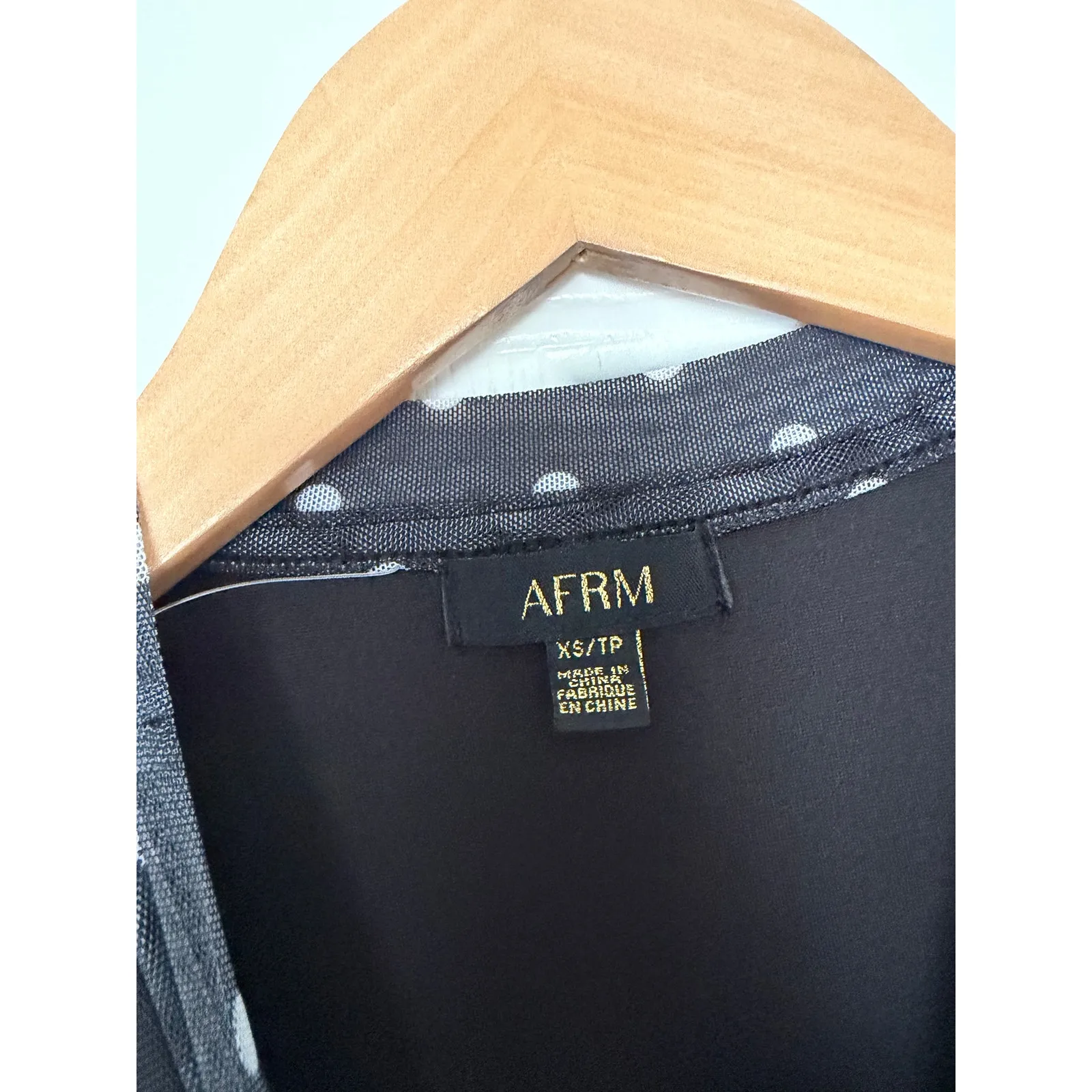 AFRM Mirza Print Long Sleeve Mesh Minidress Size Extra Small Black - Image 4