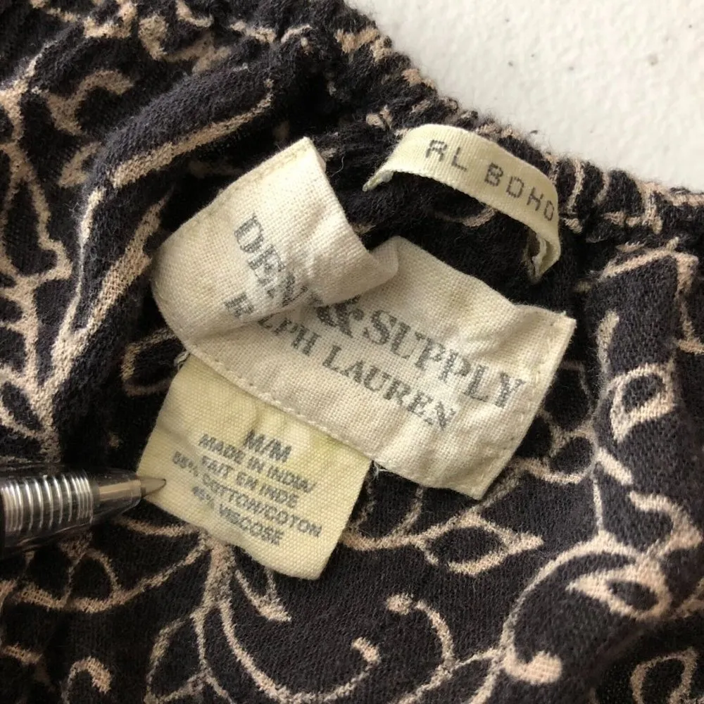 Denim & Supply Ralph Lauren RL Boho Womens Top Oversized Floral Brown M - Image 3