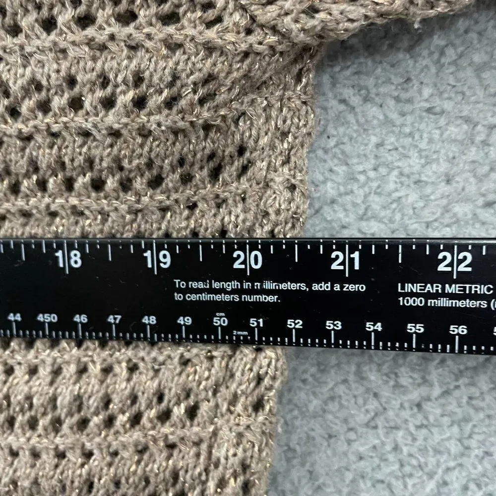 New York & Company‎ Sweater Women L Tan Metallic Knit Scoop Neck Size L - Image 7