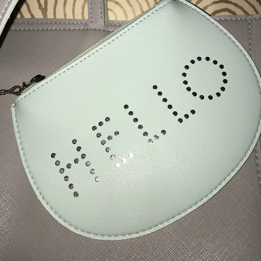 Laser cut gray bag w/teal accents & mini BNWT - Image 3