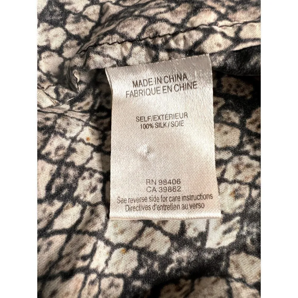 Theory dress size 4 snakeskin print tan/black 100% silk long sleeves mafia wife - Image 7