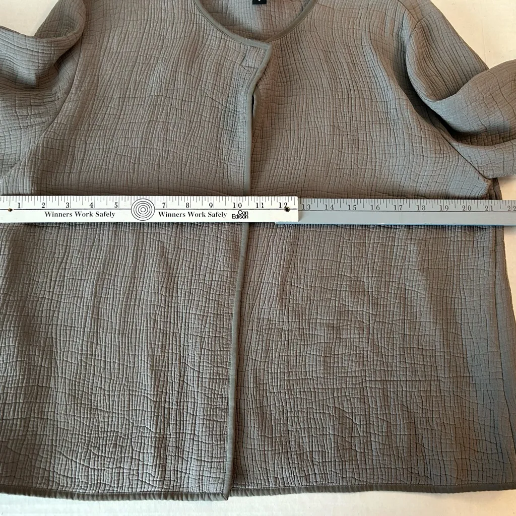 Eileen Fisher Textured Gray silk blend Blazer size large - Image 5