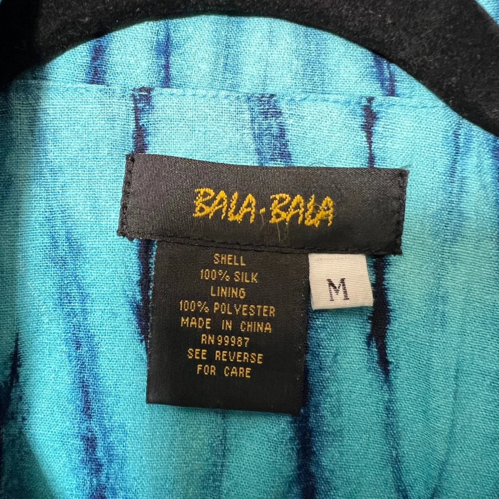 Bala Bala Embroidered Fish Sea Life Silk Jacket M Silk Vintage Ocean Art to Wear Blue Size M - Image 5
