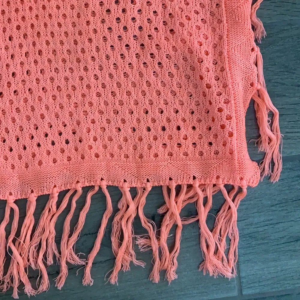 No Boundaries  neon coral poncho - Image 3